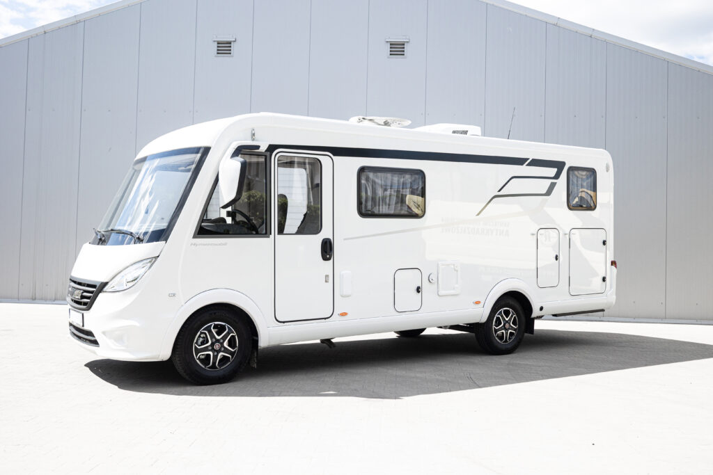 Hymermobil bobil med komplett installert tyverisikringssystem